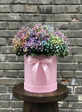 Цветочная композиция из Гипсофила и Розы в шляпной коробке #REPLACE_PRED# Усть-Джегуте