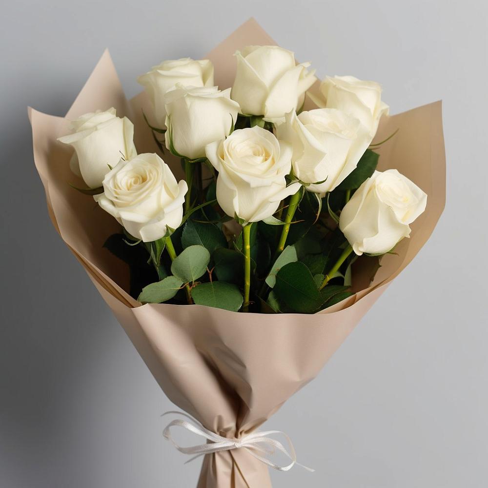 Букет 9 Белых роз Эдлесс Лав в Усть-Джегуте