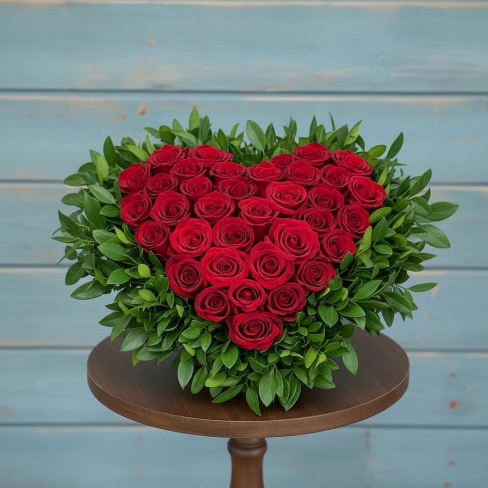 Цветочная композиция из Розы в виде сердца в Усть-Джегуте