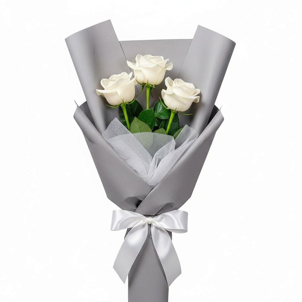 Букет 3 белые розы в Усть-Джегуте