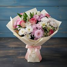 Букет цветов из:  Хризантемы, Альстромерии и Розы в Усть-Джегуте