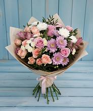 Букет цветов из:  Хризантемы, Розы и Альстромерии в Усть-Джегуте