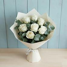 Букет Белые розы в Эвкалипте в Усть-Джегуте